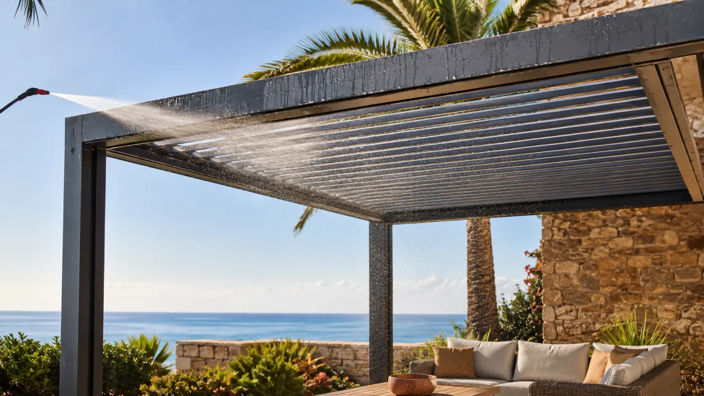 Mantenimiento de pérgola bioclimática en zona de costa